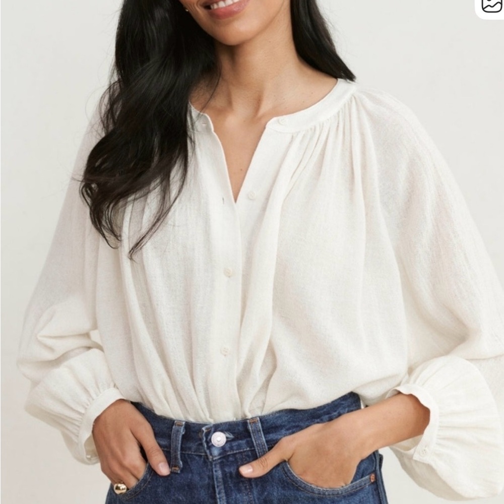 Jenni Kayne Long Sleeve Willow Blouse in Ivory
